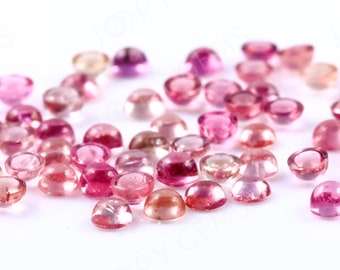 Light Orange-Pink Tourmaline Cabochon 3mm Round - 1 cab