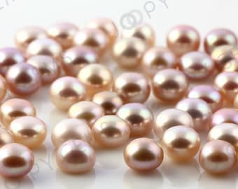 Purple Freshwater Cultured Pearls Half-Drilled Button 7.5-8mm, 1 piece