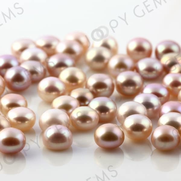 Purple Freshwater Cultured Pearls Half-Drilled Button 7.5-8mm, 1 piece