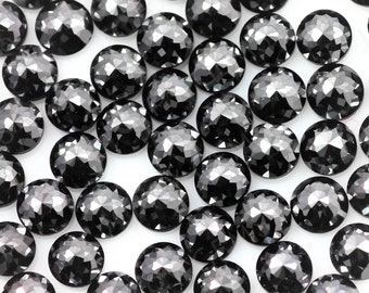 Black Diamond Rose Cut Cabochon 3mm Round - per stone