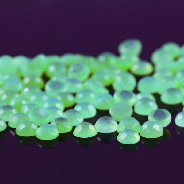 Chrysoprase Rose Cut Cabochon 3mm Round - per stone