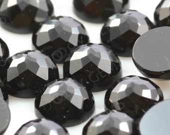 Black Spinel Rose Cut Cabochon 5mm Round - per stone