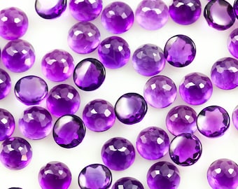 Amethyst (African) Rose Cut Cabochon 4mm Round  - per stone