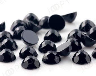 Black Spinel Rose Cut Cabochon 8mm Round - per stone