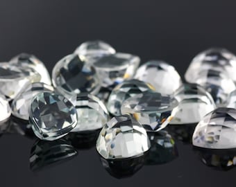 White Topaz Checker Faceted Pear Cabochon 10x12mm  - per stone