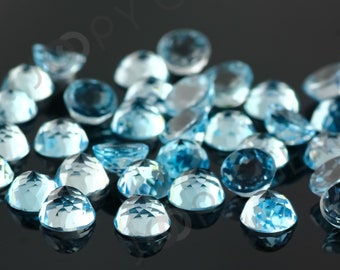 Sky Blue Topaz Rose Cut Cabochon 6mm Round - per stone