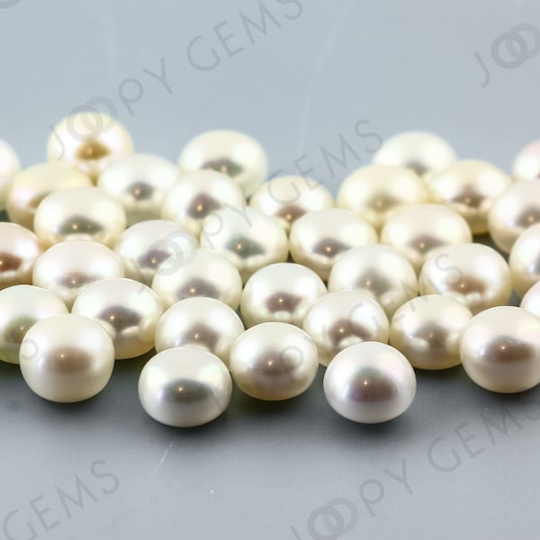 Bouton semi-percé Perles d'eau douce blanches 6-6,5 mm, 1 pièce