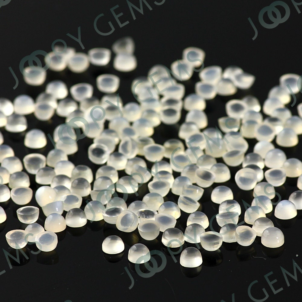 White Moonstone Cabochon 3mm Round - per stone