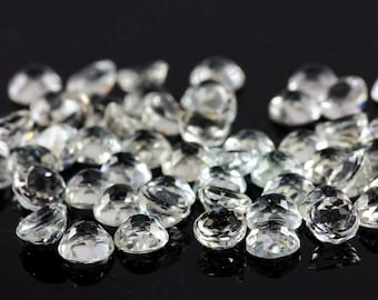 White Topaz Rose Cut Cabochon 4mm Round - per stone