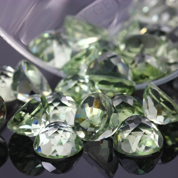 Prasiolite green Amethyst Rose Cut Cabochon 10mm Round per Stone