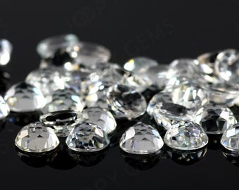 White Topaz Rose Cut Cabochon 6mm Round - per stone