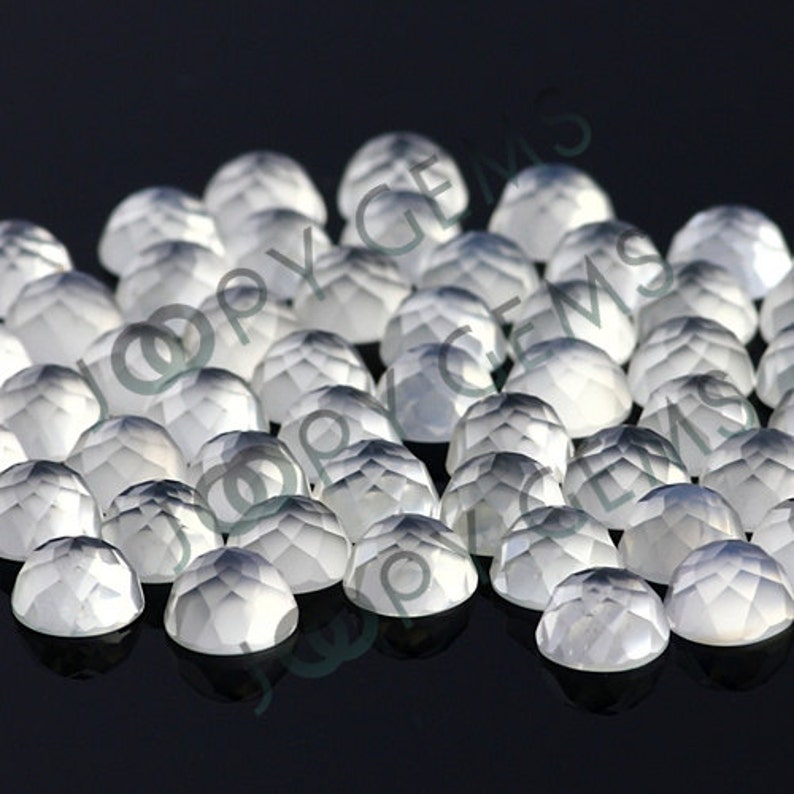 White Moonstone Rose Cut Cabochon 6mm Round per stone image 3