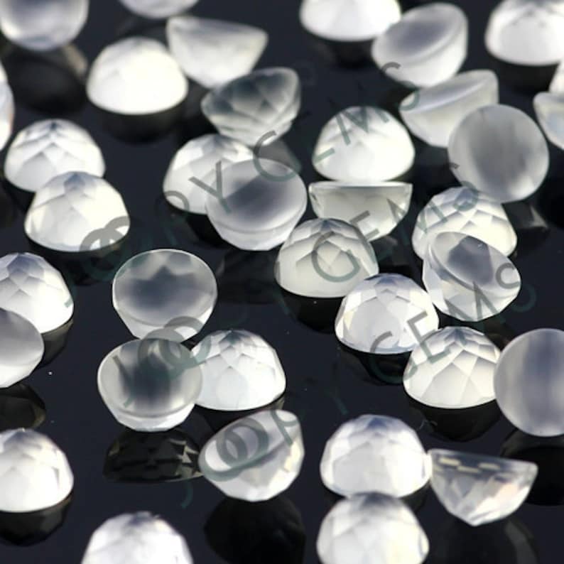 White Moonstone Rose Cut Cabochon 6mm Round per stone image 2