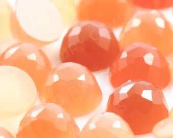 Peach Moonstone Rose Cut 6mm Round  - per stone