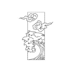 The great wave off kanagawa, machine embroidery designs, japanese embroidery, embroidery files, embroidery pattern, digital, Line art