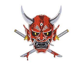 Anime mask embroidery designs, Machine embroidery designs, Kitsune mask, Embroidery files, Oni mask, Demon mask, digital download