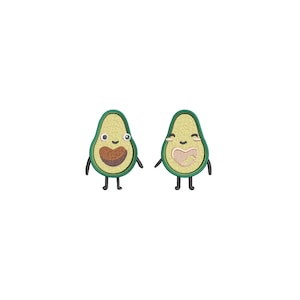 Kawaii avocado machine embroidery designs, embroidery pattern, Kitchen embroidery files, Couple embroidery designs, digital download