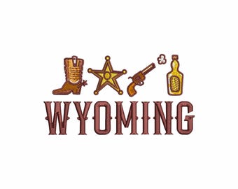Wyoming embroidery design, Cowboy machine embroidery designs, embroidery files, Rodeo, Howdy, Hold Your Horses, Country, Wild west