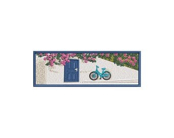 Santorini Greece machine embroidery design, Flower embroidery design, Floral embroidery design, summer embroidery file, Digital download