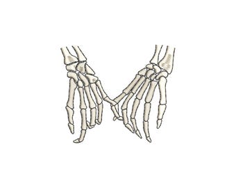 Skull Heart Embroidery Design: Halloween Skeleton Pattern (PES, DST, JEF) (Digital Download)