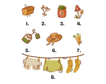 Stickerei Cottagecore Paket, Cottagecore Stickmuster, Maschinenstickdateien, Pflanzenstickdateien, Stickmuster