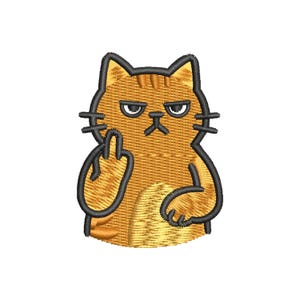 Cat machine embroidery designs, Funny embroidery, Embroidery pattern, Embroidery files, Animal embroidery, Middle finger, Digital download