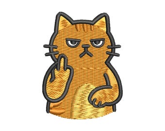 Cat machine embroidery designs, Funny embroidery, Embroidery pattern, Embroidery files, Animal embroidery, Middle finger, Digital download