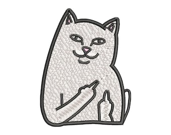 Cat machine embroidery designs, Funny embroidery, Embroidery pattern, Embroidery files, Animal embroidery, Middle finger, Digital download
