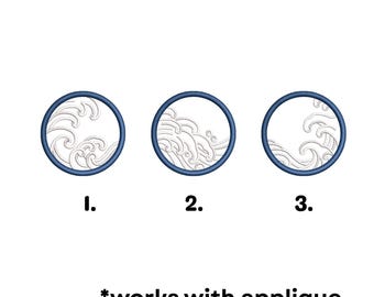 The great wave off kanagawa bundle, machine embroidery designs, japanese embroidery, embroidery files, applique embroidery, digital download