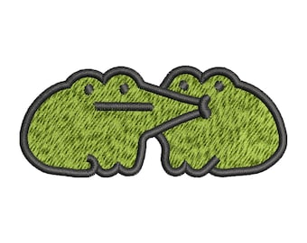 Kissing Frog machineborduurontwerpen, grappig borduurwerk, borduurpatroon, borduurbestanden, dierlijk borduurwerk, digitale download