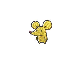 マウスの刺繍、かわいいマウスのデザイン、チーズの刺繍、デジタルダウンロード、面白い刺繍、チーズの上のマウス、刺繍ファイル、動物