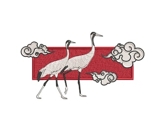 Japanischer Kranich Stickdatei, Japan Stickdatei, Stickdatei, Stickmuster, Koi Fisch Stickdatei, Japan