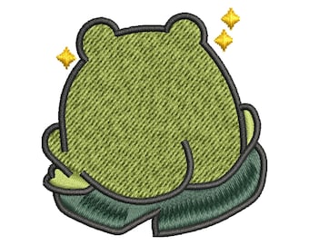 Machineborduurontwerpen kikker, grappig borduurwerk, borduurpatroon, borduurbestanden, dierlijk borduurwerk, kikkerkont, digitale download