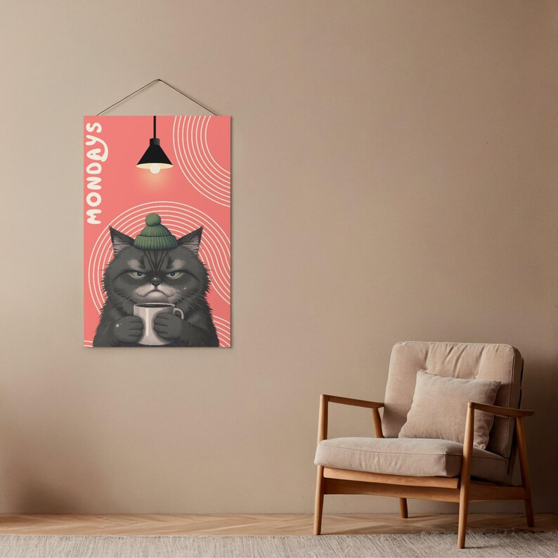 Funny Cat Coffee Print, Moody Mondays Art (digital Download) - Etsy