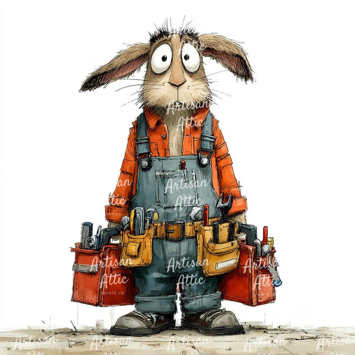 14 Images of Rabbit Worker in Overalls With Tool Belt Quirky Handyman ...