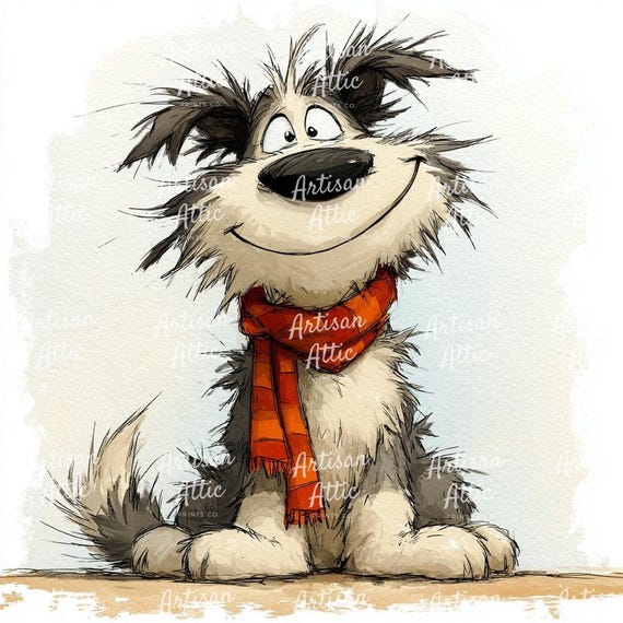 18 Cute Husky Puppy Clipart, Fluffy Watercolor Dog With Red Scarf