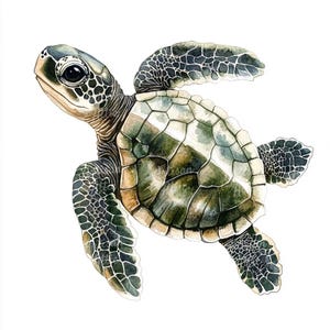 12 Watercolor Turtle Clipart | Sea Turtle Digital Download | Ocean Animal Art | Printable Turtle Illustration | Marine Life Clipart