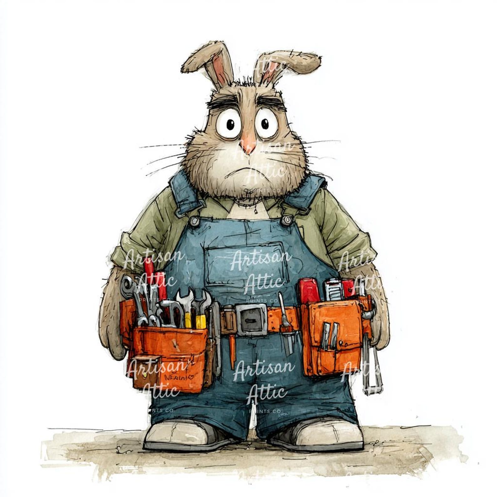 14 Images of Rabbit Worker in Overalls With Tool Belt Quirky Handyman ...