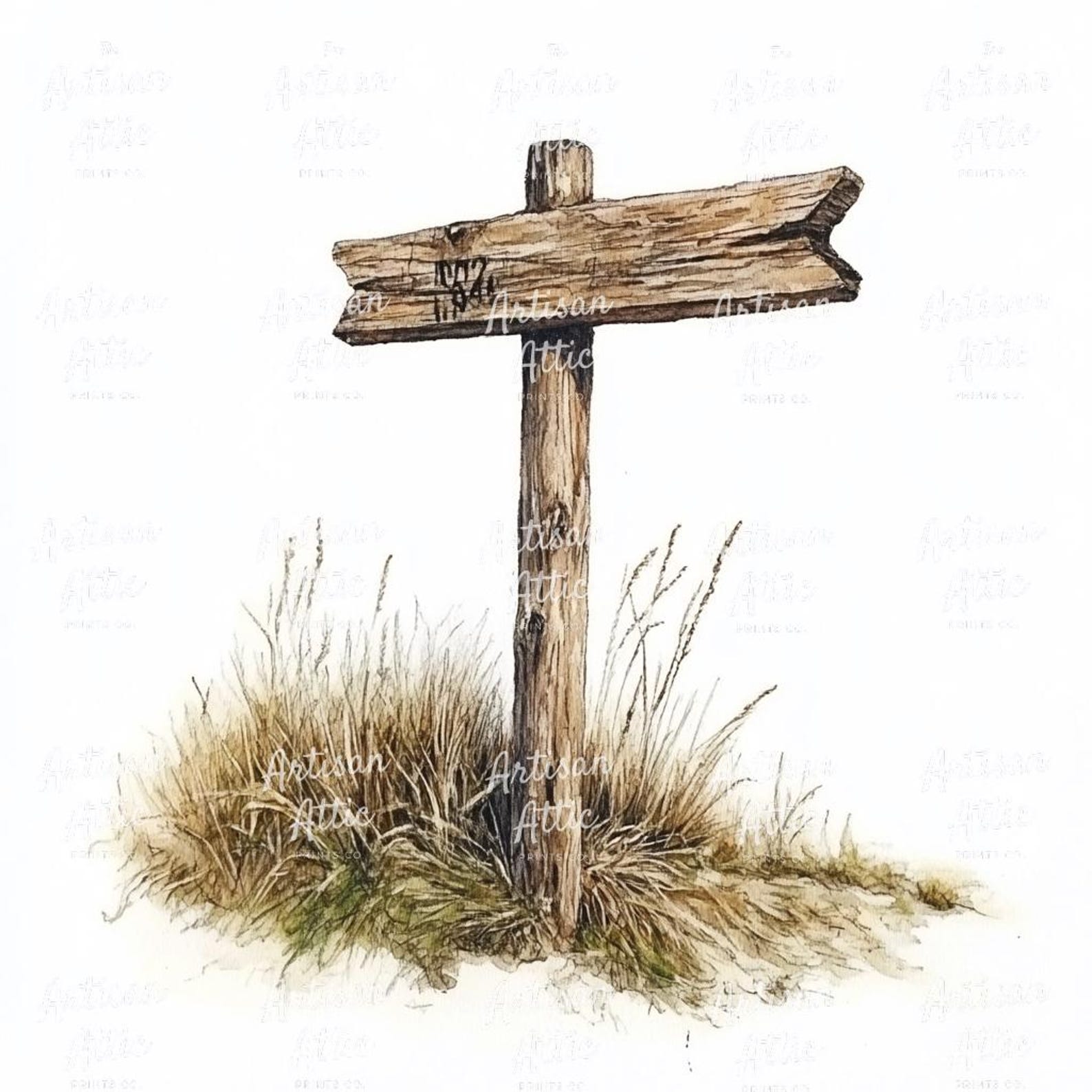 13 Quirky Rustic Wooden Signpost Watercolor Clipart for Digital Crafts ...