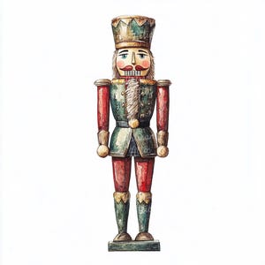12 Nutcracker Clipart | Watercolor Holiday Nutcracker Illustration | Vintage Nutcracker Art | Christmas Decoration | Digital Download