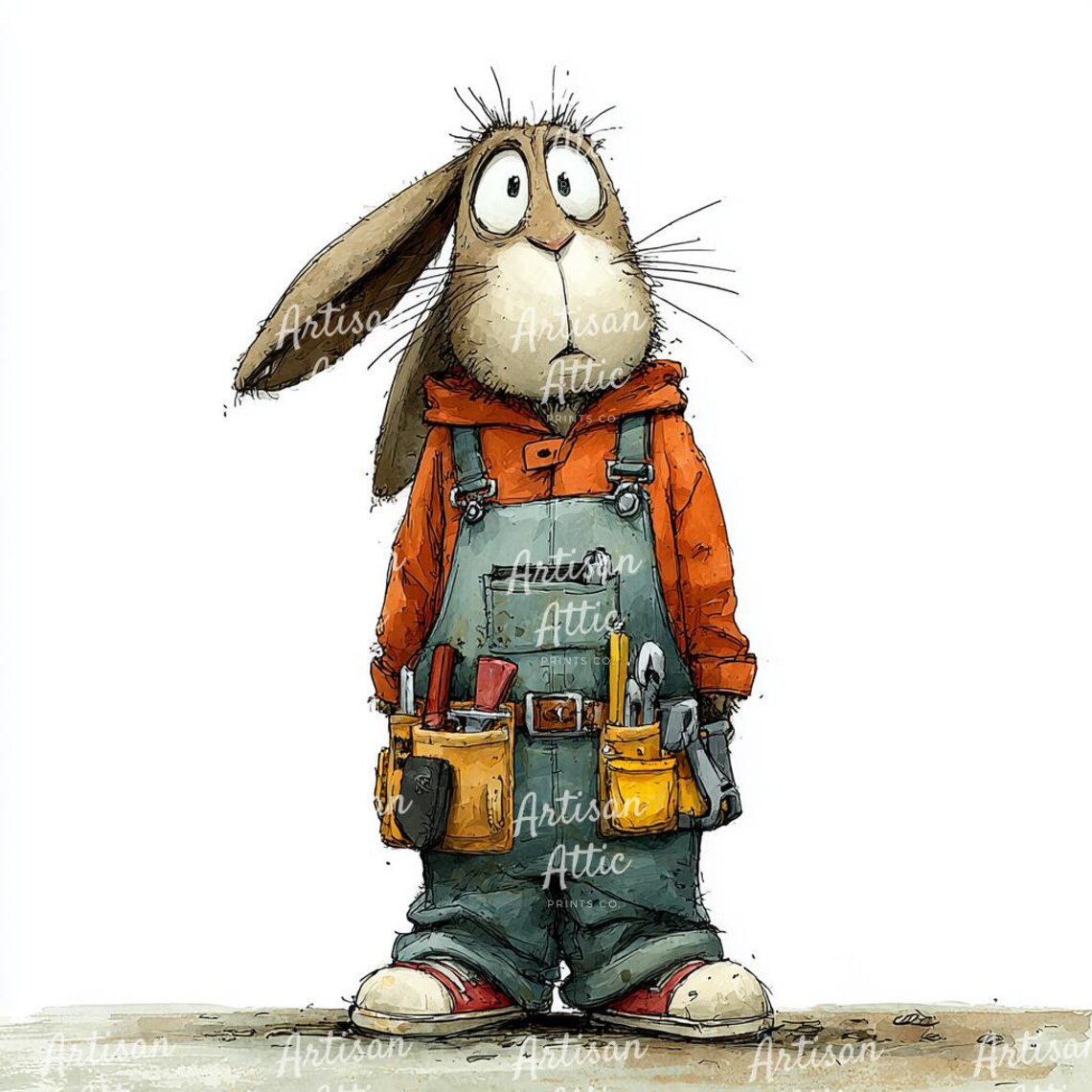 14 Images of Rabbit Worker in Overalls With Tool Belt Quirky Handyman ...