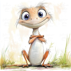 11 Cute whimsical gecko lizard dragon png watercolor clipart, fantasy animal for digital download, scrapbook images, nursery wall art