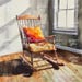 13 Watercolor Rocking Chair With Soft Cushion in Light Wood Tone, Cozy ...
