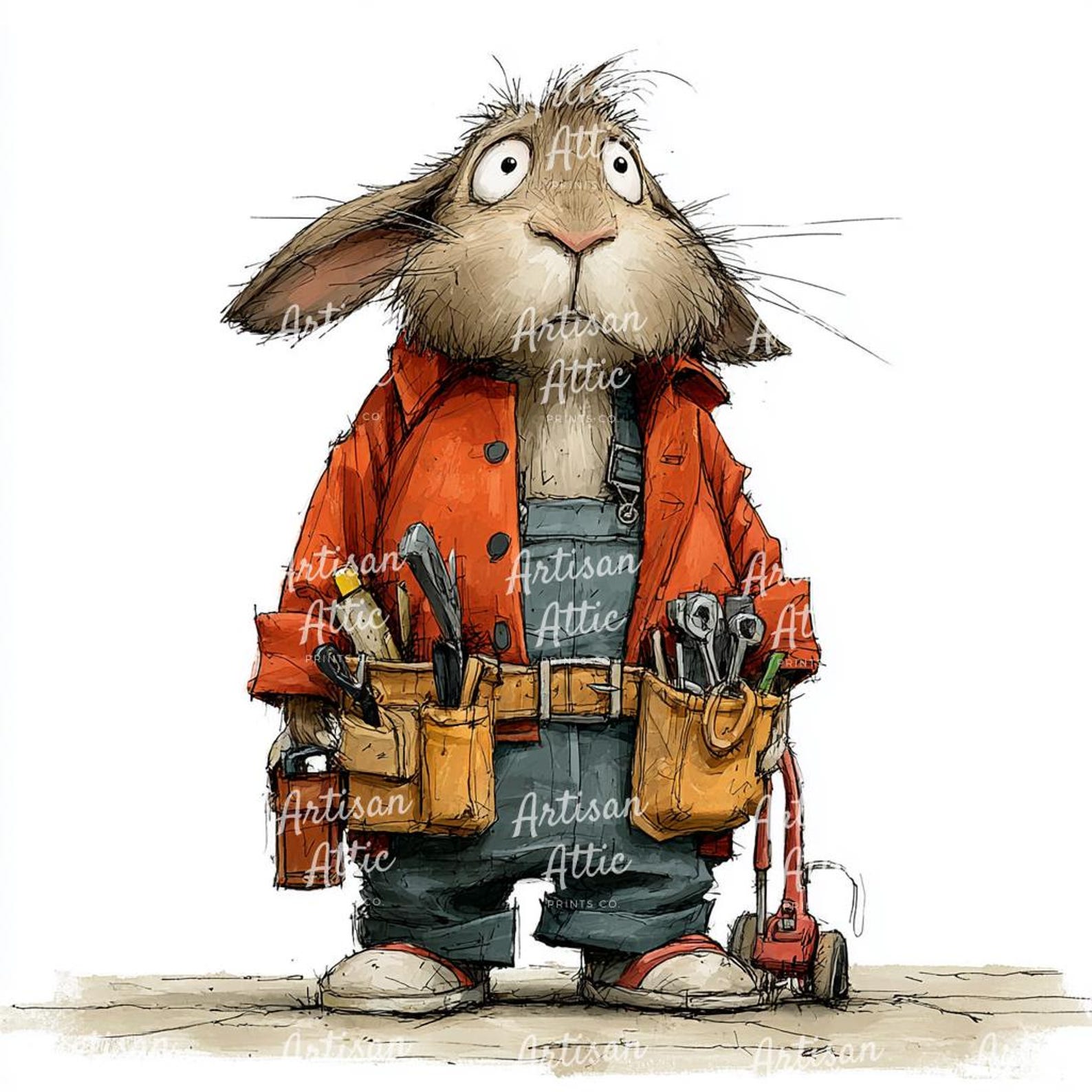 14 Images of Rabbit Worker in Overalls With Tool Belt Quirky Handyman ...