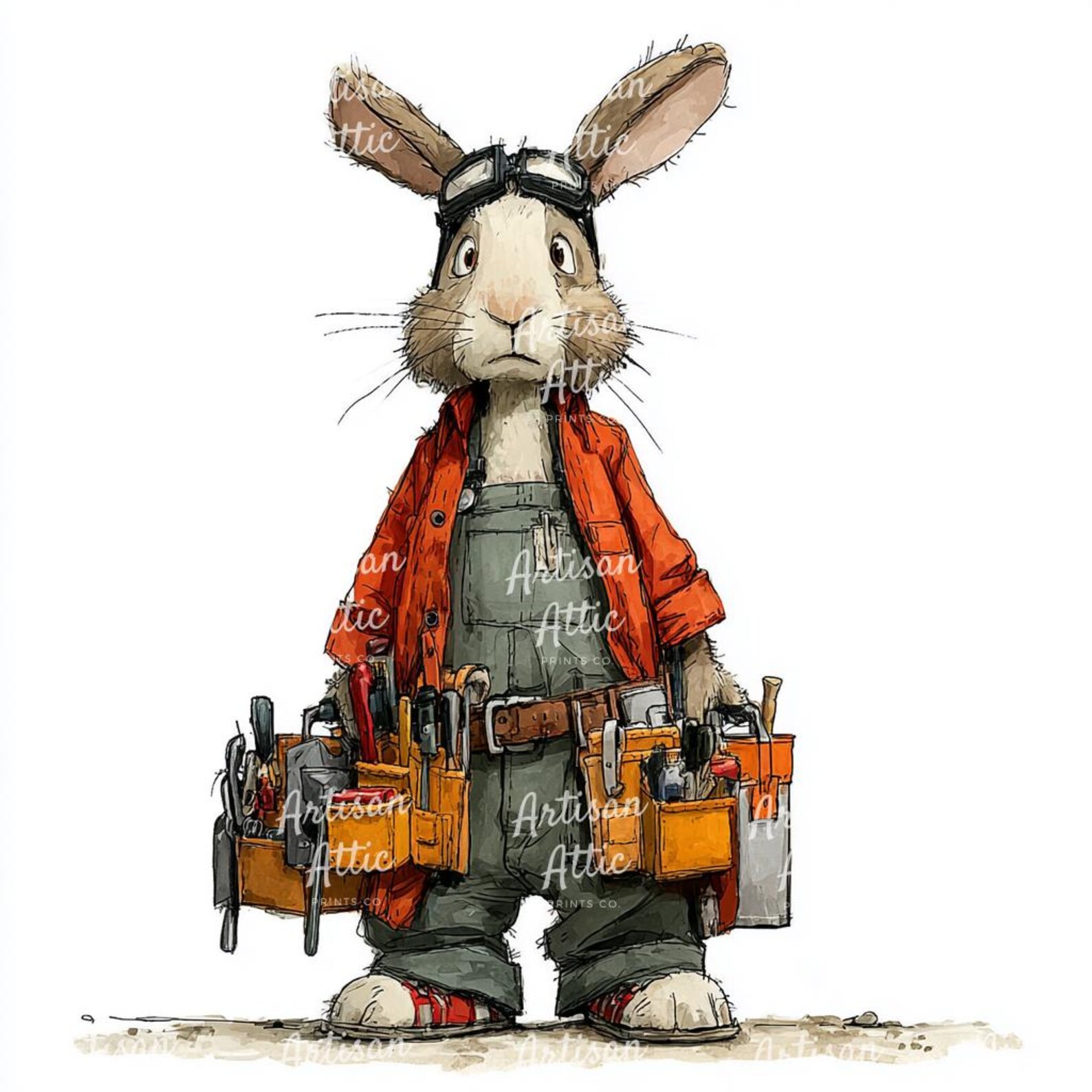 14 Images of Rabbit Worker in Overalls With Tool Belt Quirky Handyman ...
