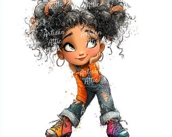 14 Quirky Girl Roller Skating Clipart: Whimsical Watercolor Art (Digital Download)