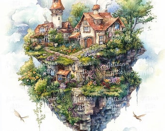 ドリームランドファンタジー風景オーシャン城、デジタル画像