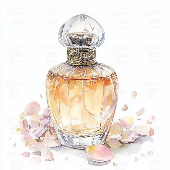 17 Elegant Vintage Perfume Bottle Watercolor Printable Art