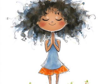 10 Watercolor Girl Meditating Clipart, Mindful Yoga Illustration, Wellness Design (Digital Download)