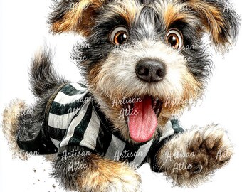 Quirky Referee Dog Clipart: Whimsical Watercolor Sports Art (Digital Download, 10 Images)
